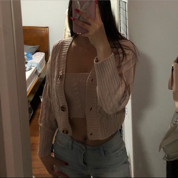 BRAND NEW MATCHING KNIT CARDIGAN AND TUBE TOP SET - Picture 1 of 6